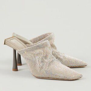 Benedetta Bruzziches Goliarda crystal-embellished chainmail mules